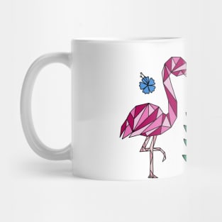 Geometric Flamingos and Hibiscus Flowers Mug